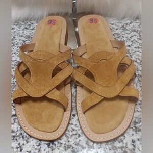 Munelli Women Suede Leather Sandals made in Italy Size 9.5 New